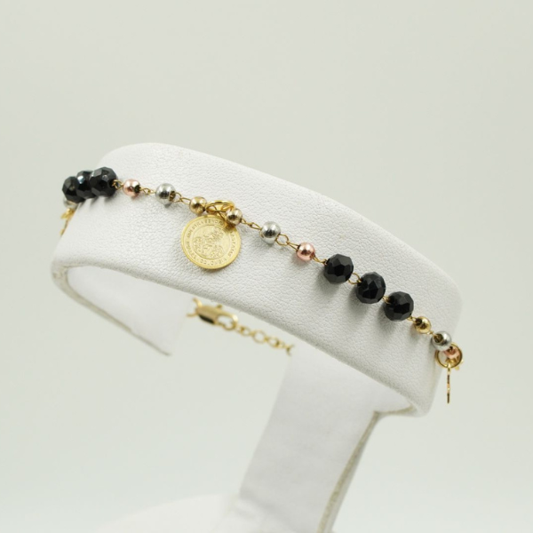 Pulsera San Miguel 3 Oros con Circón Negro
